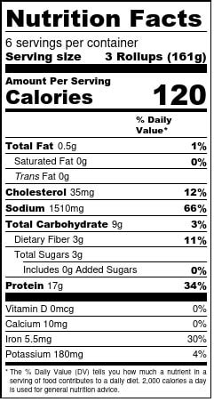 Egg Turkey Roll-Up - calories, carbs, nutrition