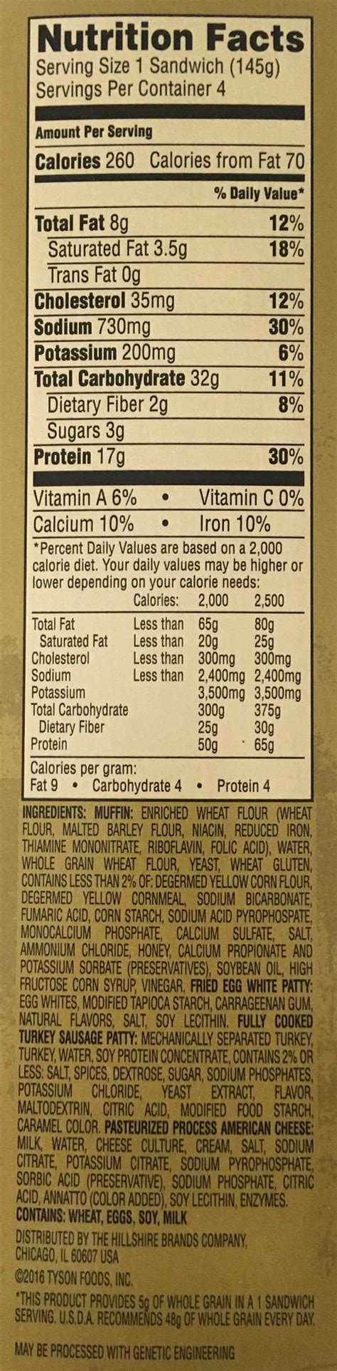 Egg & Turkey Sausage Roll - calories, carbs, nutrition