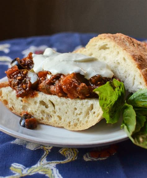 Eggplant Caponata & Mozzarella Baguette - calories, carbs, nutrition