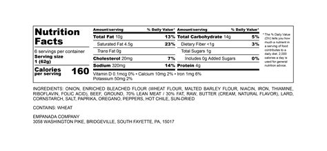 Empanadas - calories, carbs, nutrition