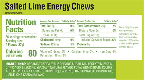 Energy Chews - calories, carbs, nutrition