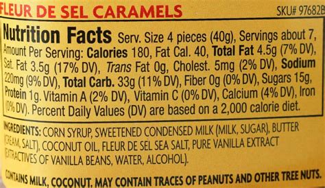 Fleur De Sel Caramels - calories, carbs, nutrition