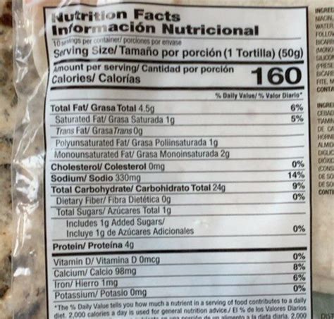 Flour Tortilla (34825.0) - calories, carbs, nutrition