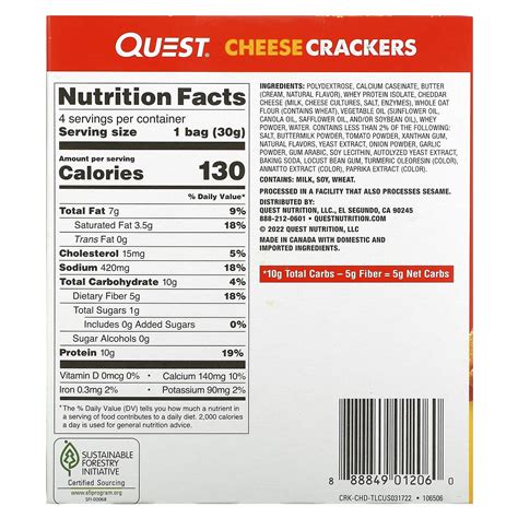 Four Cheese Crackers - calories, carbs, nutrition