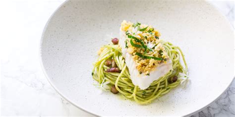 Fresh Cod Loin Encrusted in Spaghetti Squash and served in a Carrot, Celery Root Broth w/White Bean - calories, carbs, nutrition