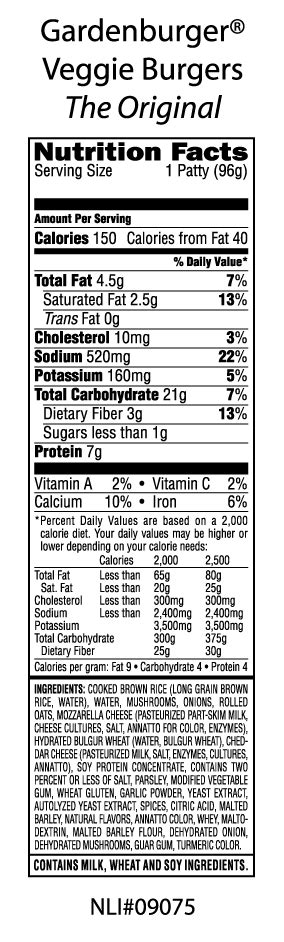 Garden Burger Plain - calories, carbs, nutrition