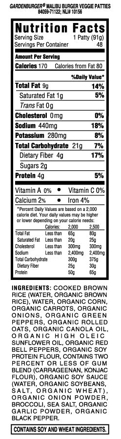 Gardenburger - calories, carbs, nutrition