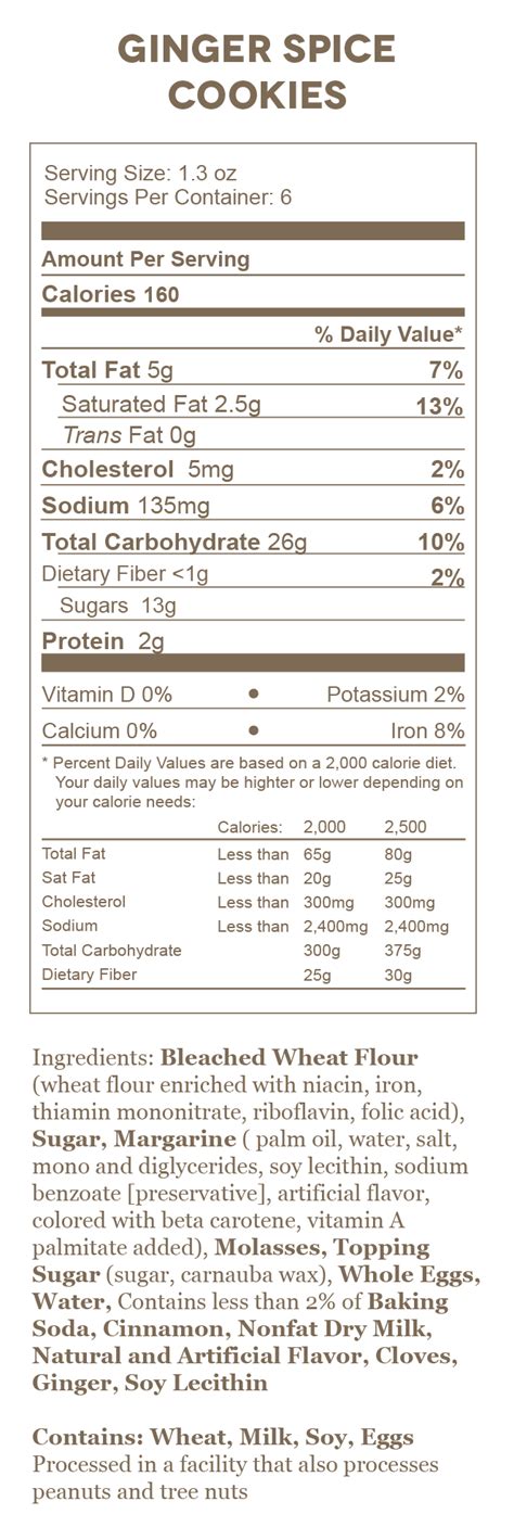 Ginger Spice Cookies - calories, carbs, nutrition