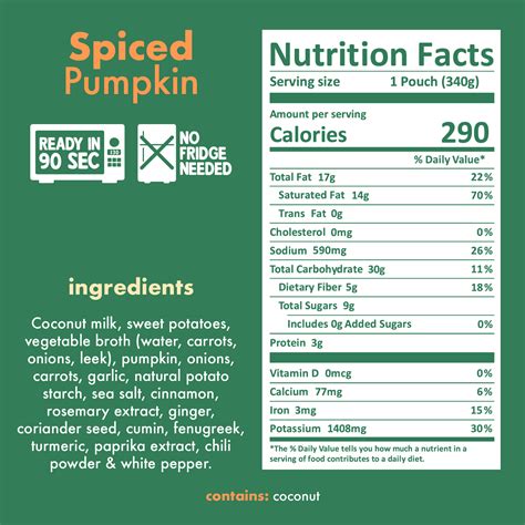 Gingered Pumpkin Spice Soup - calories, carbs, nutrition