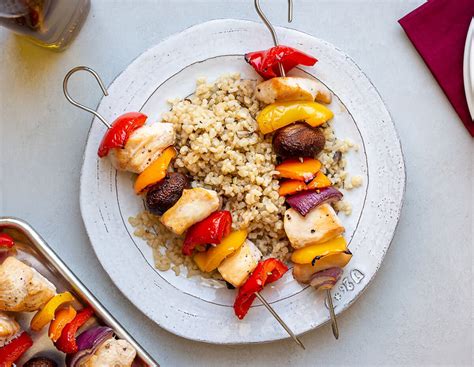 Glazed Chicken Skewers with Brown Rice - calories, carbs, nutrition