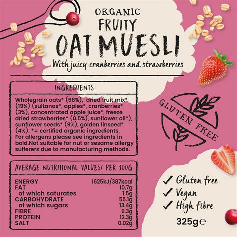 Gluten Free Fruity Oats Muesli - calories, carbs, nutrition