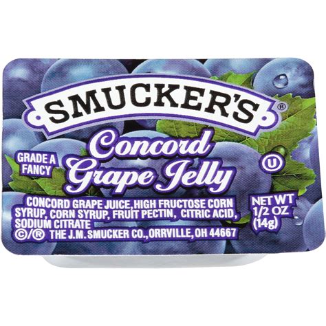 Grape Jelly, Smuckers, 1/2 oz - calories, carbs, nutrition