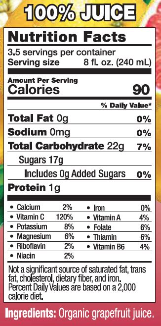 Grapefruit Juice - calories, carbs, nutrition