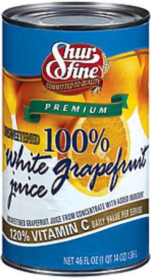 Grapefruit juice, white, canned, unsweetened - calories, carbs, nutrition