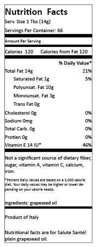 Grapeseed Oil - calories, carbs, nutrition