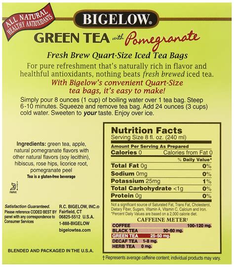 Green Tea Pomegranate - calories, carbs, nutrition