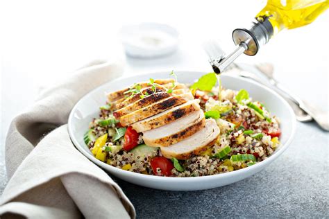 Grilled Chicken over Quinoa Salad with Tomatoes, Mint and Radish - calories, carbs, nutrition