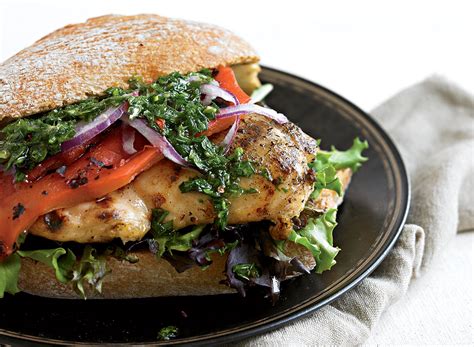 Grilled Chicken Sandwich with Chimichuri - calories, carbs, nutrition