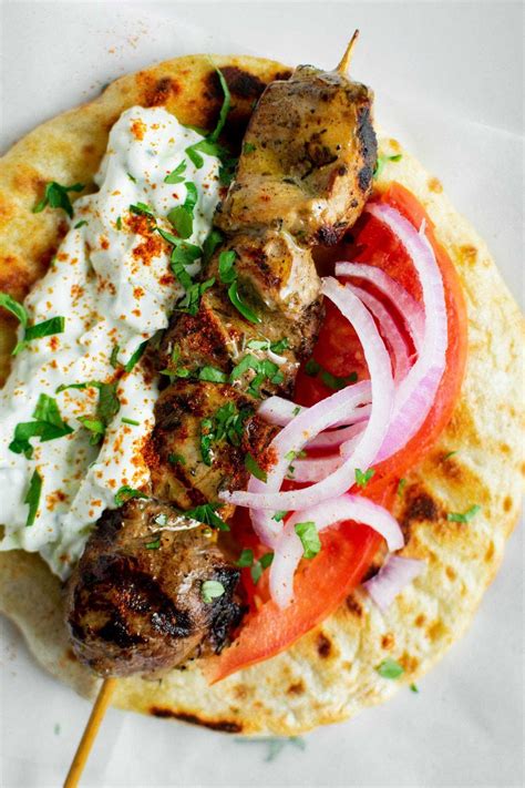 Grilled Pork Souvlaki with Tzatziki & Pita - calories, carbs, nutrition