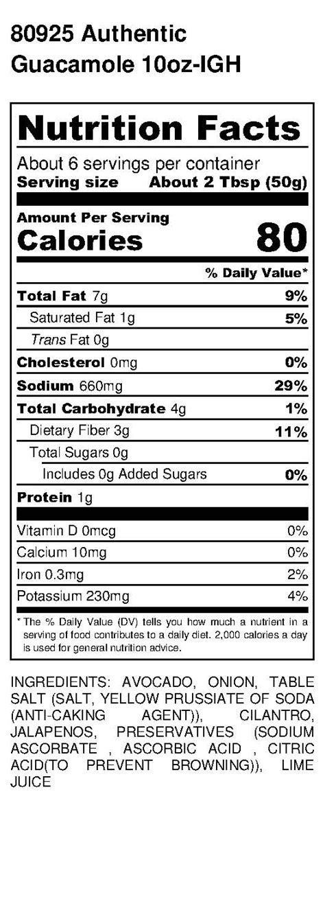 Guacamole - calories, carbs, nutrition