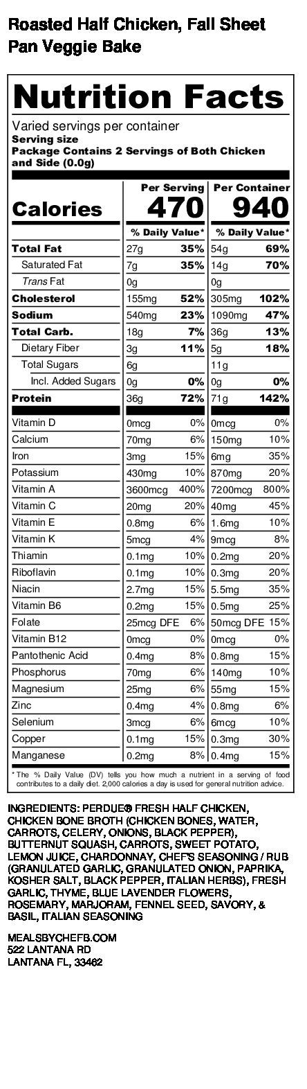 Half Roasted Chicken - calories, carbs, nutrition