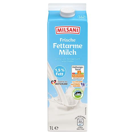 Haltbare Fettarme Milch 1, 5% - calories, carbs, nutrition