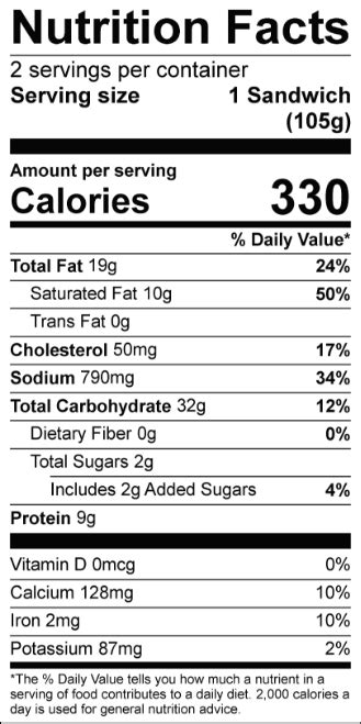 Ham and Cheese Sandwich on Wheat - calories, carbs, nutrition