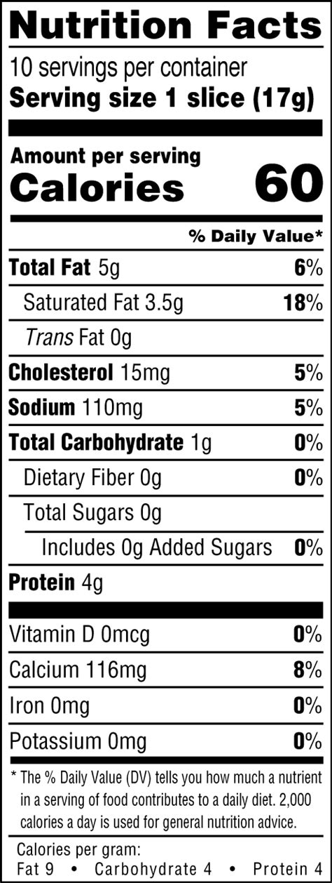 Havarti Cheese Slice - calories, carbs, nutrition