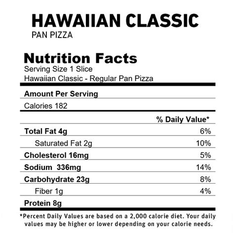 Hawaiian Pizza 1 - calories, carbs, nutrition