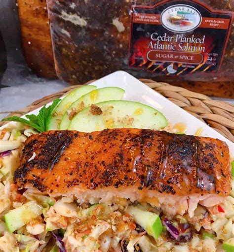 Herb Marinated Salmon with Celery Root Green Apple Slaw, Antipasta Mushroom Salad - calories, carbs, nutrition