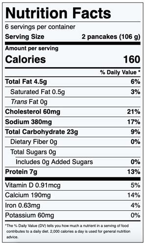 Honey Grain Pancakes - calories, carbs, nutrition