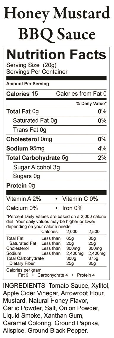 Honey Mustard BBQ Sauce - calories, carbs, nutrition