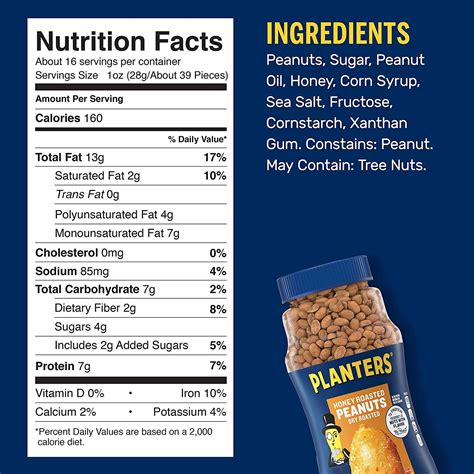 Honey Roasted Peanuts - calories, carbs, nutrition