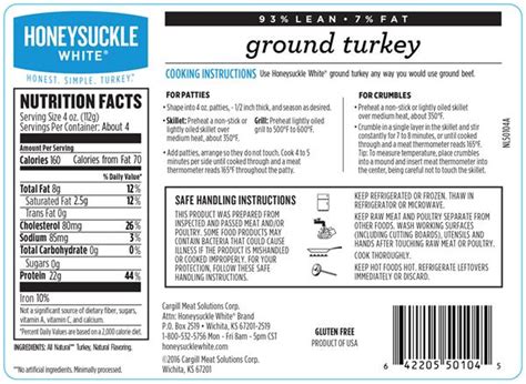 Honeysuckle Turkey - calories, carbs, nutrition