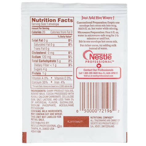 Hot Chocolate no Sugar Added - calories, carbs, nutrition