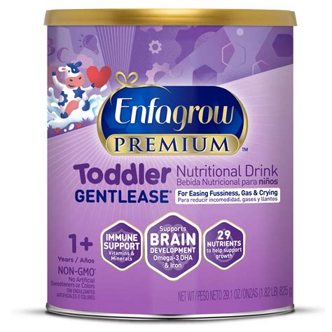 Infant formula, MEAD JOHNSON, ENFAMIL, ENFAGROW, GENTLEASE, Toddler, LIPIL, powder - calories, carbs, nutrition