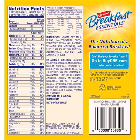 Instant Breakfast - calories, carbs, nutrition