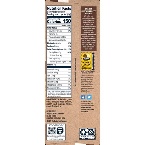 Instant Oatmeal Honey Hazelnut - calories, carbs, nutrition