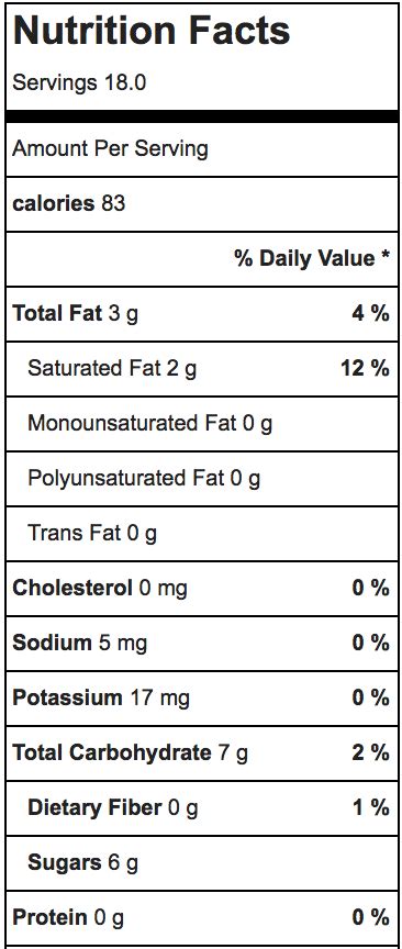 Irish Cream Bar - calories, carbs, nutrition