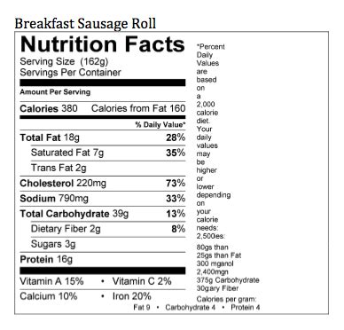 Italian Breakfast Roll - calories, carbs, nutrition