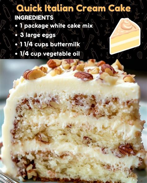 Italian Cream Cake - calories, carbs, nutrition