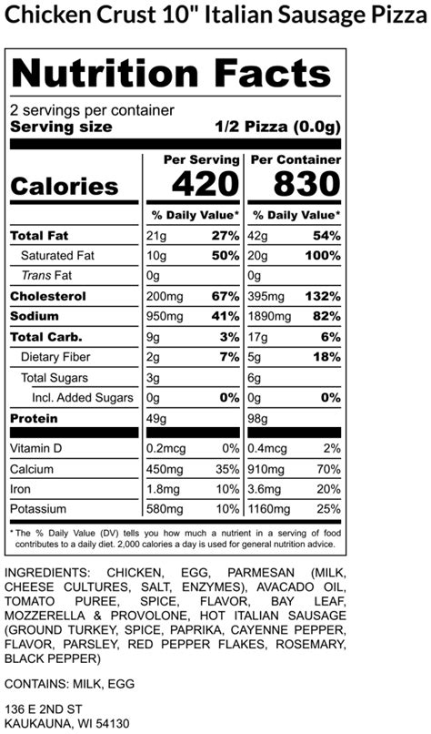 Italian Sausage Pizza Wheat Crust - calories, carbs, nutrition