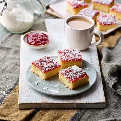 Jam & Coconut Traybake - calories, carbs, nutrition