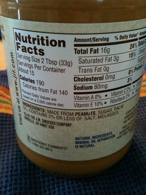 Jif Natural - calories, carbs, nutrition
