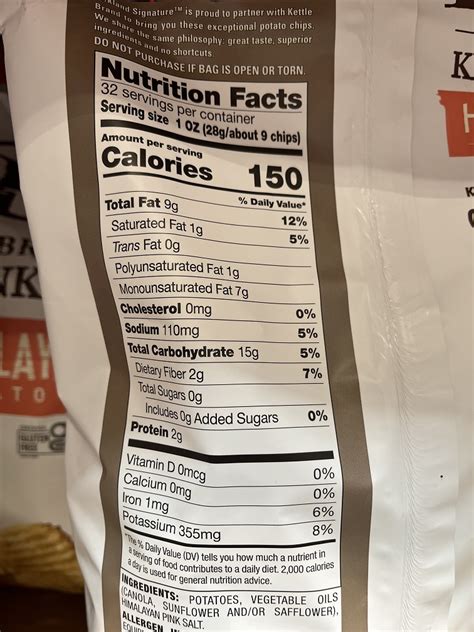 Kettle Chips - calories, carbs, nutrition