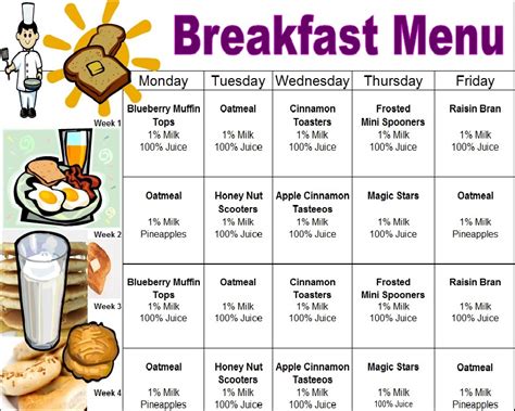 Kids Breakfast Week 1 Tuesday - calories, carbs, nutrition