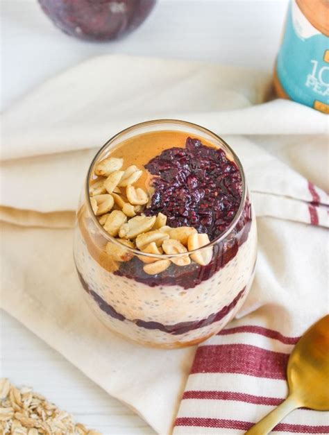 Layered Parfait Overnight Oats PB & J Indulgence - calories, carbs, nutrition