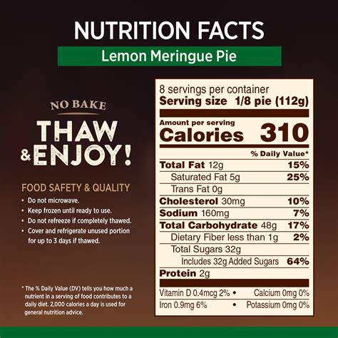 Lemon Meringue Pie - calories, carbs, nutrition