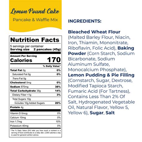 Lemon Pound Cake - calories, carbs, nutrition