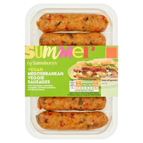 Lincolnshire Sausages with Mediterranean Style Vegetables - calories, carbs, nutrition
